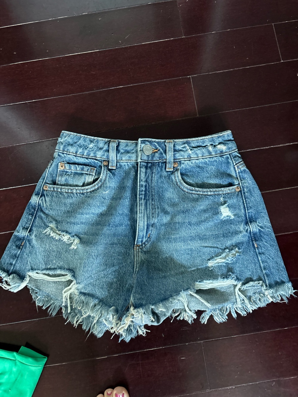 Garage Distressed Light Blue Denim Jean Shorts